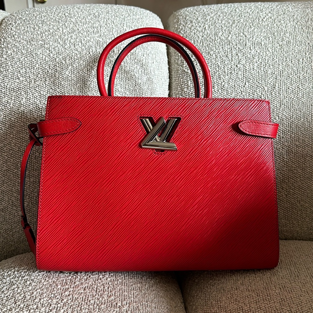 Louis Vuitton Red Epi Leather Twist Tote Bag